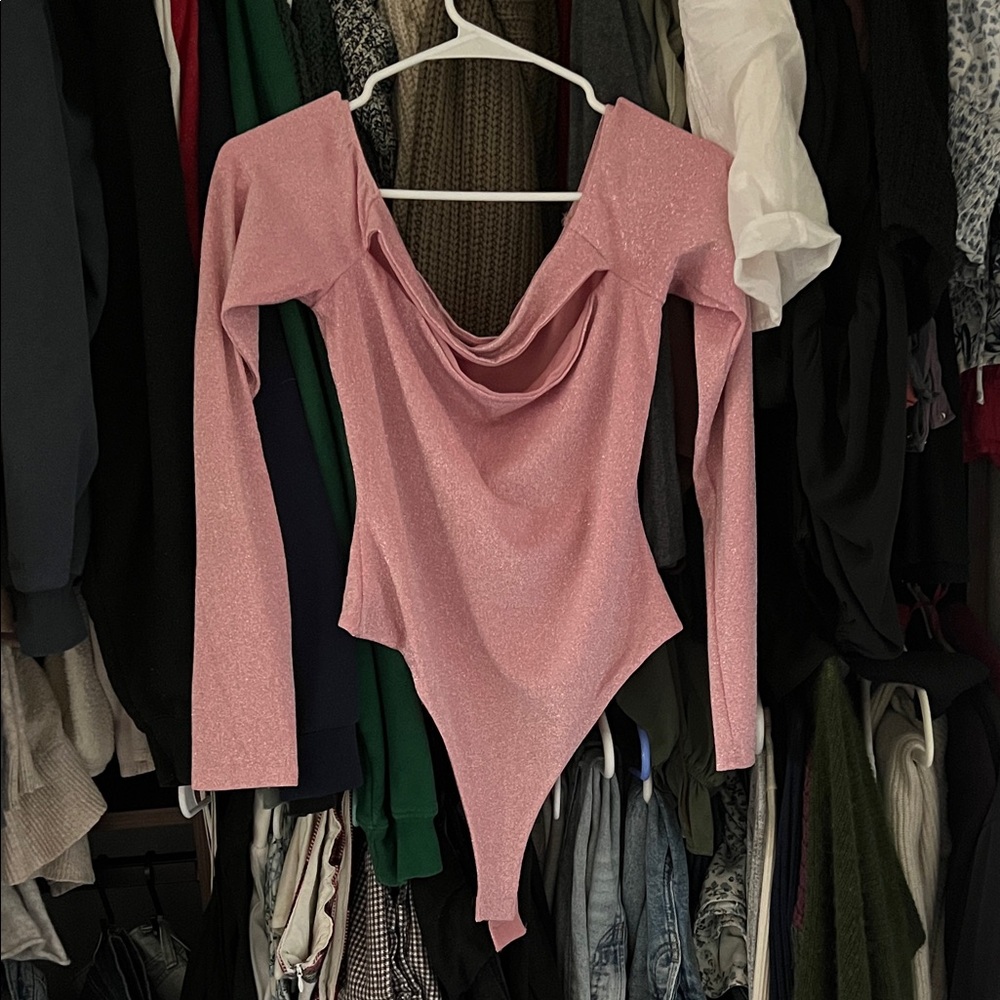 Naked Wardrobe Pink Draped Bodysuit